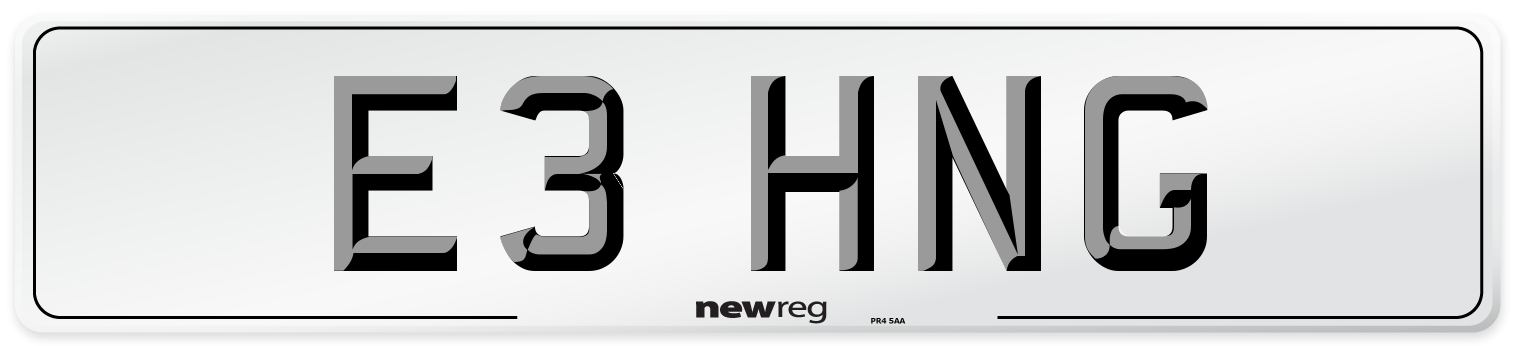 E3 HNG Number Plate from New Reg